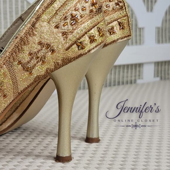 Nine West Casanova Brocade Beaded Pointed Toe Heels Size 6.5 - Picture 8 of 16